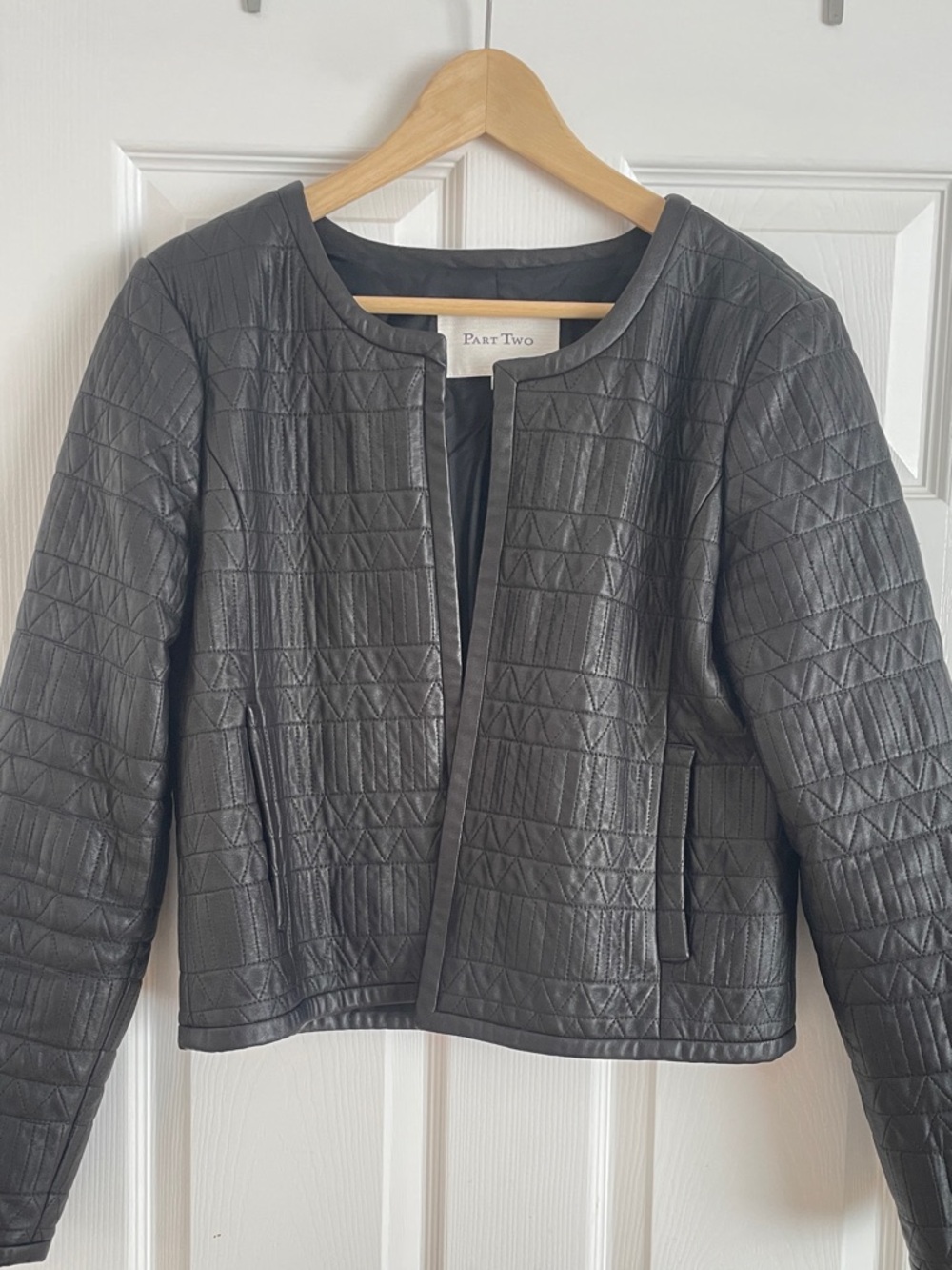 Part Two Women's Quilted Black Vegan Leather Jacket